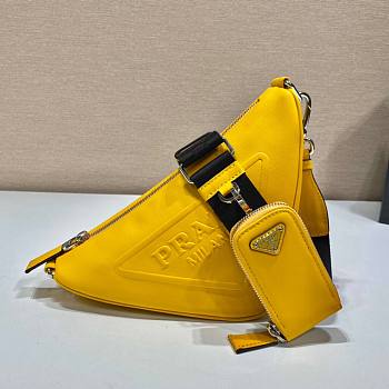 Kitlife Prada Triangle leather shoulder bag yellow - 1BH190 - 26x14x12 cm