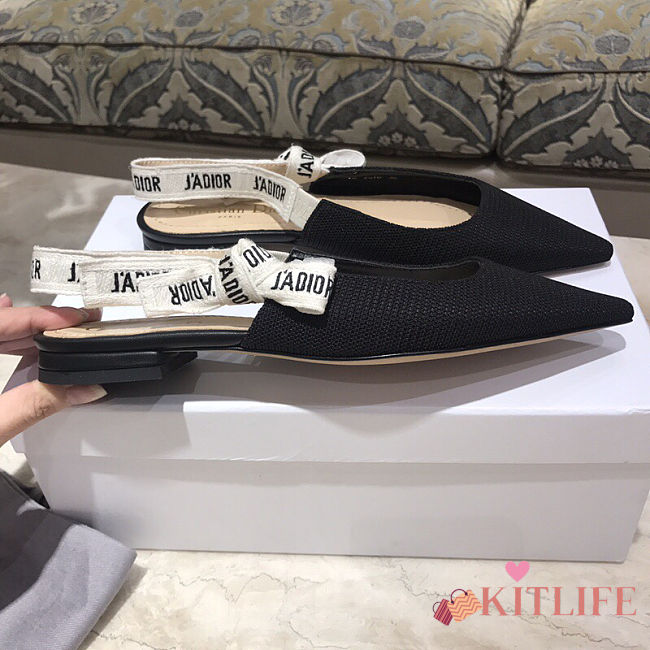 	 Kitlife Dior J'ADIOR SLINGBACK PUMP Black Technical Fabric - Flat,6.5cm,10cm - 1