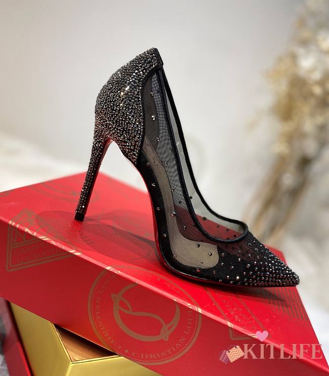 Kitlife Christian Louboutin Follies Strass Pumps - Irridescent suede calf, net and strass - 1
