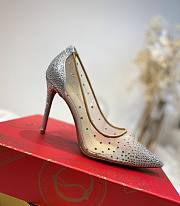 Kitlife Christian Louboutin Follies Strass Pumps Silver Irridescent suede calf, net and strass - 1