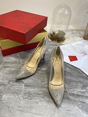Kitlife Christian Louboutin Follies Strass Pumps Silver Irridescent suede calf, net and strass - 2
