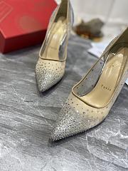 Kitlife Christian Louboutin Follies Strass Pumps Silver Irridescent suede calf, net and strass - 3