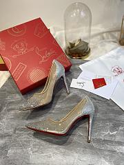 Kitlife Christian Louboutin Follies Strass Pumps Silver Irridescent suede calf, net and strass - 5