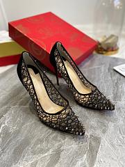  Kitlife Christian Louboutin Kate Black Lace Spiked Pumps - 5