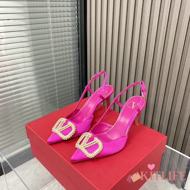 Kitlife Valentino VLOGO SIGNATURE SATIN SLINGBACK PUMPS 80MM - 1