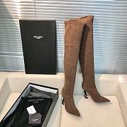 KITLIFE YSL OPYUM BOOTIES IN VELVET LEATHER WITH BLACK HEEL IN BLACK, WHITE, BROWN - 1