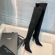 KITLIFE YSL OPYUM BOOTIES IN VELVET LEATHER WITH BLACK HEEL IN BLACK, WHITE, BROWN - 2