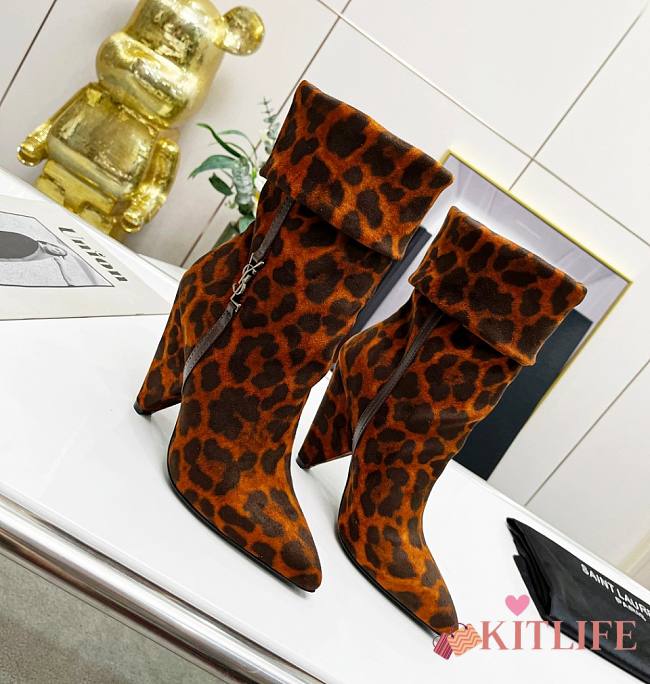 KITLIFE YSL NIKI BOOTIES IN SUEDE AND SILVER-TONE MONOGRAM - 1