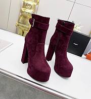 KITLIFE YSL CHERRY BUCKLE PLATFORM BOOTIES IN SUEDE (BLACK,BROWN,BURGUNDY) - 1
