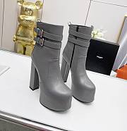 KITLIFE YSL CHERRY BUCKLE PLATFORM BOOTIES IN SMOOTH LEATHER 2 (BLACK, GREY,BURGUNDY) - 1