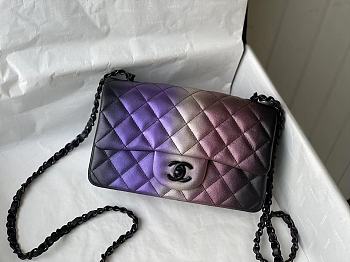 Kitlife Chanel Multi Color Black Pink Silver Blue Calfskin Evening Shoulder Flap Bag - 20cm