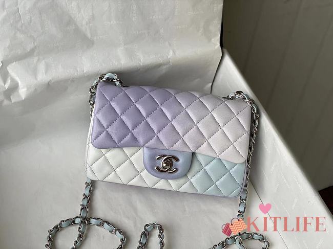 Kitlife Chanel Multi Color Black Pink Silver White Calfskin Morning Shoulder Flap Bag - 20cm - 1