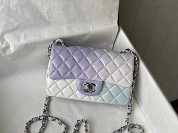 Kitlife Chanel Multi Color Black Pink Silver White Calfskin Morning Shoulder Flap Bag - 20cm