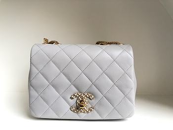 Kitlife Chanel Flap Bag Lambskin Grey - 20x15x6cm