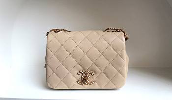 	 Kitlife Chanel Flap Bag Lambskin Beige - 20-15-6Cm