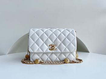 Kitlife Chanel Mini Lambskin Flap White Bag - 15 × 20 × 9 cm