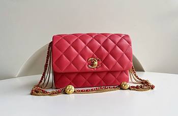 Kitlife Chanel Mini Lambskin Flap Red Bag - 15 × 20 × 9 cm