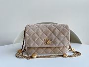 	 Kitlife Chanel Mini Velvet Flap Beige Bag - 15 × 20 × 9 cm - 1