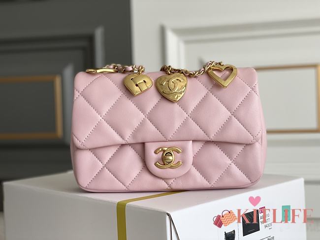 	 Kitlife Chanel Small Pink Charm Lambskin - 20x14x8cm - 1