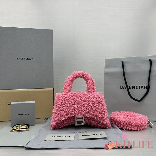 Kitlife Fluffy Hourglass Top Handle Bag Pink - 11.5x14x4.5cm - 1