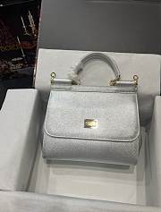 Kitlife Dolce & Gabbana Medium Sicily Tote Silver Leather Tote Bag - 25×20×12cm - 1