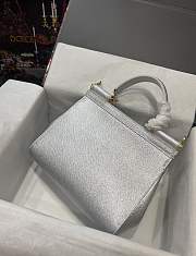 Kitlife Dolce & Gabbana Medium Sicily Tote Silver Leather Tote Bag - 25×20×12cm - 4