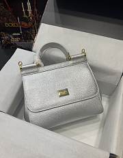 Kitlife Dolce & Gabbana Medium Sicily Tote Silver Leather Tote Bag - 25×20×12cm - 5