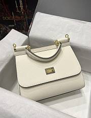 Kitlife Dolce & Gabbana Medium Sicily Tote White Leather Tote Bag - 25×20×12cm - 3