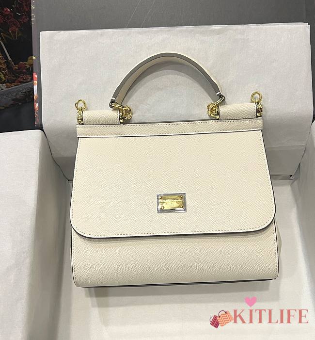 Kitlife Dolce & Gabbana Medium Sicily Tote White Leather Tote Bag - 25×20×12cm - 1