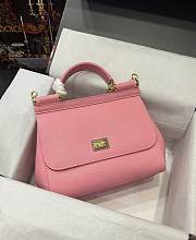 	 Kitlife Dolce & Gabbana Medium Sicily Tote Pink Leather Tote Bag - 25×20×12cm - 1