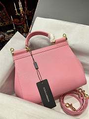 	 Kitlife Dolce & Gabbana Medium Sicily Tote Pink Leather Tote Bag - 25×20×12cm - 5