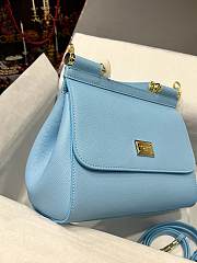 	 Kitlife Dolce & Gabbana Medium Sicily Tote Blue Leather Tote Bag - 25×20×12cm - 5