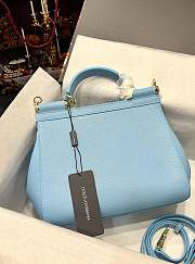 	 Kitlife Dolce & Gabbana Medium Sicily Tote Blue Leather Tote Bag - 25×20×12cm - 4