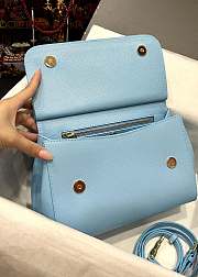 	 Kitlife Dolce & Gabbana Medium Sicily Tote Blue Leather Tote Bag - 25×20×12cm - 2