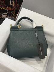 	 Kitlife Dolce & Gabbana Medium Sicily Tote Green Leather Tote Bag - 25×20×12cm - 3