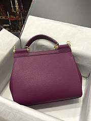 	 Kitlife Dolce & Gabbana Medium Sicily Tote Purple Leather Tote Bag - 25×20×12cm - 2