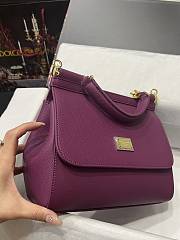 	 Kitlife Dolce & Gabbana Medium Sicily Tote Purple Leather Tote Bag - 25×20×12cm - 5