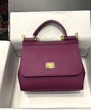 	 Kitlife Dolce & Gabbana Medium Sicily Tote Purple Leather Tote Bag - 25×20×12cm - 1