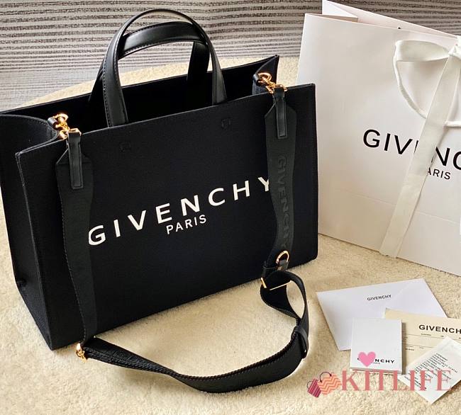 	 Kitlife Givenchy Logo canvas shopper black - 37x13x26cm - 1