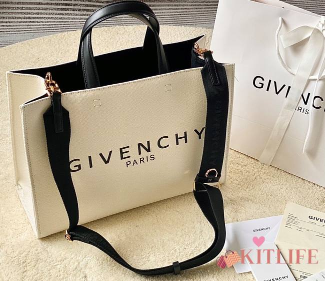 	 Kitlife Givenchy Logo canvas shopper white - 37x13x26cm - 1