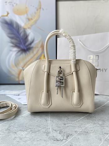 Kitlife Givenchy Antigona Lock mini white leather top handle bag - 23*27*13cm