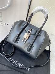 	 Kitlife Givenchy Antigona Lock mini black leather top handle bag - 23*27*13cm - 4