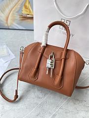 	 Kitlife Givenchy Antigona Lock mini brown leather top handle bag - 23*27*13cm - 5