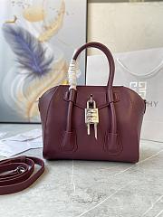 	 Kitlife Givenchy Antigona Lock mini burgundy leather top handle bag - 23*27*13cm - 1