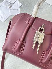 	 Kitlife Givenchy Antigona Lock mini burgundy leather top handle bag - 23*27*13cm - 3