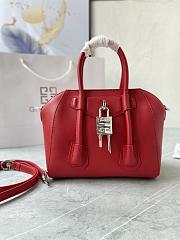 	 Kitlife Givenchy Antigona Lock mini red leather top handle bag - 23*27*13cm - 1