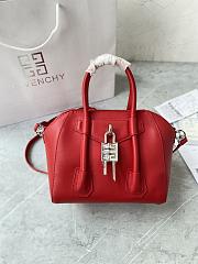 	 Kitlife Givenchy Antigona Lock mini red leather top handle bag - 23*27*13cm - 2