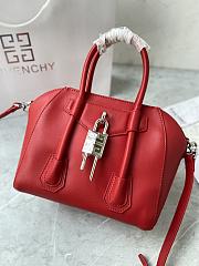 	 Kitlife Givenchy Antigona Lock mini red leather top handle bag - 23*27*13cm - 4