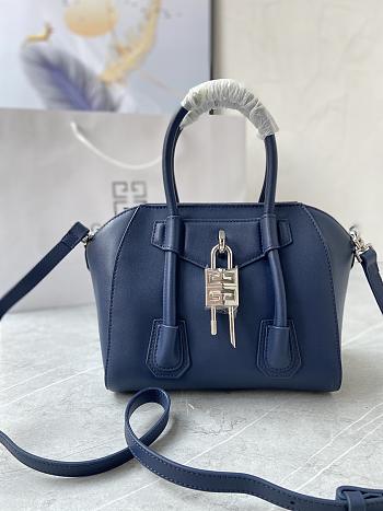 	 Kitlife Givenchy Antigona Lock mini blue leather top handle bag - 23*27*13cm