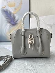 	 Kitlife Givenchy Antigona Lock mini grey leather top handle bag - 23*27*13cm - 1